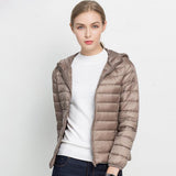 ( Free Shipping) Women Ultra Light Down Jacket White Duck Down Hooded Jackets Long Sleeve Warm Coat Female Solid Portable Outwear - The Next Shopping Place37.com