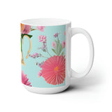 (Free Shipping) "Floral Elegance: Customizable 15-Ounce Ceramic Mug for Your Favorite Hot or Cold Drinks"