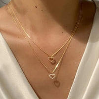 (Free Shipping) New Trendy Multilayer Heart Butterfly Necklace for Women Fashion Gold Silver Color Geometric Chain Collar Necklace Jewelry Gift
