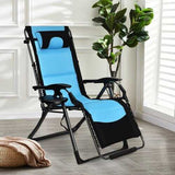 (Free Shipping) Summer Time Outdoor Folding Comfortable Padded Zero Gravity Lounge Chair-Navy - The Next Shopping Place37.com