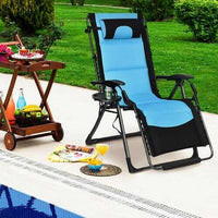 (Free Shipping) Summer Time Outdoor Folding Comfortable Padded Zero Gravity Lounge Chair-Navy - The Next Shopping Place37.com