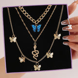 (Free Shipping) Butterfly Necklace for Women Choker Jewelry Gold Color Chain Pendant Lady Girls Fashion Gift Accessories