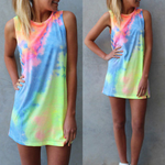 (Free Shipping)  Sun Women Summer Short Dress Holiday Beach Casual Loose Rainbow Sundress - The Next Shopping Place37.com