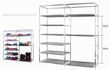 (Free Shipping) Double Rows (Home Shoe Rack Shelf Storage Closet) Organizer Cabinet Portable Cover Grey - The Next Shopping Place37.com