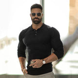 (Free Shipping) Brand Polo-Shirts Long Sleeve Male Cotton Solid Fitness Mens Slim Fit Fashion Autumn Breathable Polo Shirt plus size - The Next Shopping Place37.com
