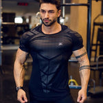 (Free Shipping) Compression Quick dry T-shirt Men Running Sport Skinny Short Tee Shirt Male Gym Fitness Bodybuilding Workout Black Tops Clothing - The Next Shopping Place37.com