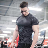 (Free Shipping) Compression Quick dry T-shirt Men Running Sport Skinny Short Tee Shirt Male Gym Fitness Bodybuilding Workout Black Tops Clothing - The Next Shopping Place37.com