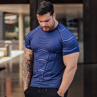 (Free Shipping) Compression Quick dry T-shirt Men Running Sport Skinny Short Tee Shirt Male Gym Fitness Bodybuilding Workout Black Tops Clothing - The Next Shopping Place37.com