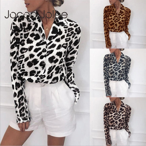 (Free Shipping) Chiffon Blouse Long Sleeve Sexy Leopard Print Blouse Turn Down Collar Lady Tops - The Next Shopping Place37.com