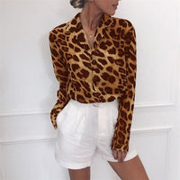 (Free Shipping) Chiffon Blouse Long Sleeve Sexy Leopard Print Blouse Turn Down Collar Lady Tops - The Next Shopping Place37.com