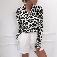 (Free Shipping) Chiffon Blouse Long Sleeve Sexy Leopard Print Blouse Turn Down Collar Lady Tops - The Next Shopping Place37.com