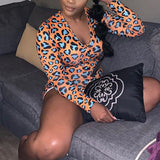 (Free Shipping) Rompers Women Sleepwear Sky Blue Leopard Print Long Sleeve Short Jumpsuit Sexy Onesie For Adult Female Nightwear S-3XL - The Next Shopping Place37.com
