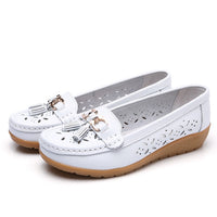 Women Flats Summer Women Genuine Leather Shoes With Low Heels Slip On Casual Flat Shoes Women Loafers Soft Nurse Ballerina Shoes - The Next Shopping Place37.com