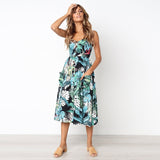 (Free Shipping) 2019 New Women Print Floral Stripe Long dress Sexy V-Neck Sleeve Button Beach Casual Plus Size 3XL - The Next Shopping Place37.com