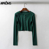 (Free Shipping) Women Knitted Cardigan Winter Long Sleeve Basic Casual Short Jumper Top - The Next Shopping Place37.com
