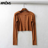 (Free Shipping) Women Knitted Cardigan Winter Long Sleeve Basic Casual Short Jumper Top - The Next Shopping Place37.com