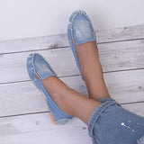 (Free Shipping) Women Casual Flat Shoes Spring Autumn Flat Loafer Women Shoes Slips Soft Round Toe Denim Flats Jeans Shoes Plus Size - The Next Shopping Place37.com