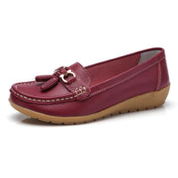 (Free Shipping) New Women Shoes Loafers  Female Moccasins Shoes Summer Genuine Leather Women Flats Slip On Women Loafers Flats Tassel Plus Size - The Next Shopping Place37.com