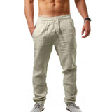 (Free Shipping) New Men Cotton Linen Pants Male Summer Breathable Solid Color Linen Trousers Fitness Streetwear