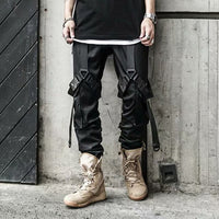 (Free Shipping) Joggers Cargo Pants for Men Casual Hip Hop Hit Color Pocket Male Trousers Sweatpants Streetwear Pants