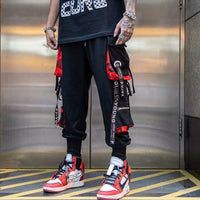 (Free Shipping) Joggers Cargo Pants for Men Casual Hip Hop Hit Color Pocket Male Trousers Sweatpants Streetwear Pants