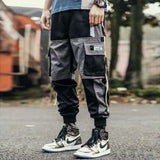(Free Shipping) Joggers Cargo Pants for Men Casual Hip Hop Hit Color Pocket Male Trousers Sweatpants Streetwear Pants
