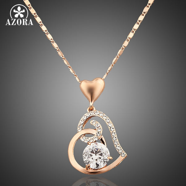(FREE SHIPPING) Gold Color Stellux Crystals Heart Pendant Necklace - The Next Shopping Place37.com