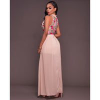 (FREE SHIPPING) Women Maxi Floral Embroidery Chiffon Sleeveless Party Dress - The Next Shopping Place37.com