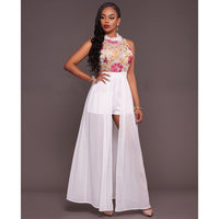 (FREE SHIPPING) Women Maxi Floral Embroidery Chiffon Sleeveless Party Dress - The Next Shopping Place37.com
