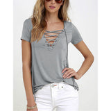 (FREE SHIPPING) Women Summer Sexy Short Sleeve V Neck Tee - The Next Shopping Place37.com