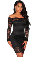 (FREE SHIPPING) Black Lace off Shoulder Dress - The Next Shopping Place37.com