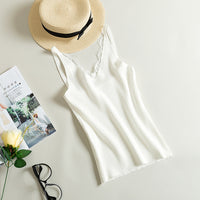 Lace Knitted Sexy V-neck Vest Cotton Tank Top (Free Shipping) - The Next Shopping Place37.com