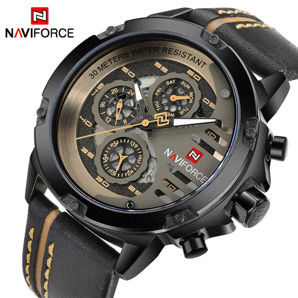 NAVIFORCE MensLuxury Leather Waterproof Quartz Watches (Free Shipping) - The Next Shopping Place37.com