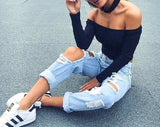 (Free Shipping) Ladies off shoulder crop top long sleeve - The Next Shopping Place37.com