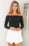 (Free Shipping) Ladies off shoulder crop top long sleeve - The Next Shopping Place37.com