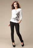 (Free Shipping) Women Tops Fashion  Long Sleeve Printed T Shirt (Free Shipping) - The Next Shopping Place37.com