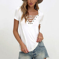 (FREE SHIPPING) Women Summer Sexy Short Sleeve V Neck Tee - The Next Shopping Place37.com