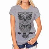 (Free Shipping) Owl Print O-Neck Short Sleeve T Shirt Women Tops (Free Shipping) - The Next Shopping Place37.com
