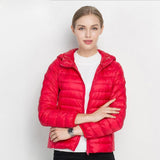 ( Free Shipping) Women Ultra Light Down Jacket White Duck Down Hooded Jackets Long Sleeve Warm Coat Female Solid Portable Outwear - The Next Shopping Place37.com