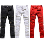 (Free Shipping) Slim Mens Skinny Jeans FitZipper casual straight leg Pants - The Next Shopping Place37.com